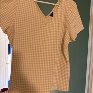 Women's Tan Checkered Top